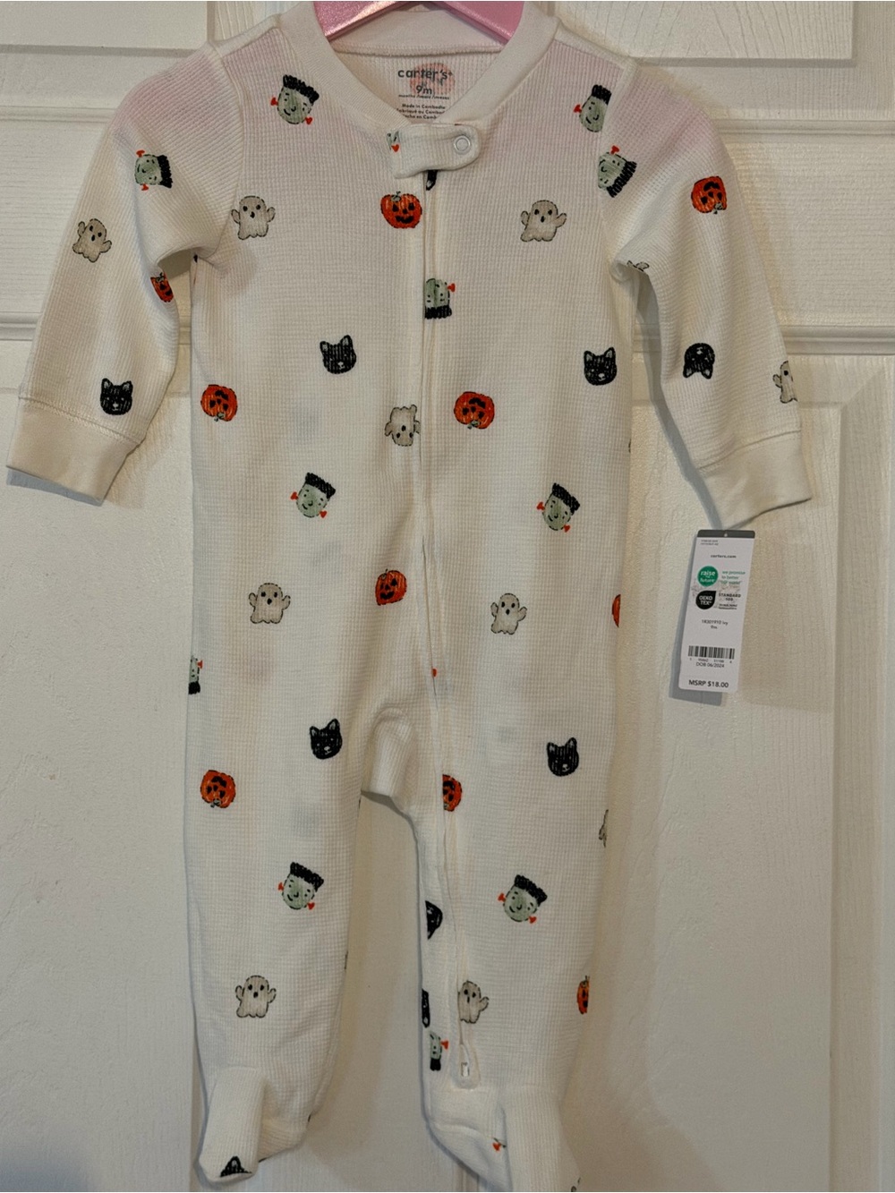 Waffle One-Piece Footed Pajama size 12 months